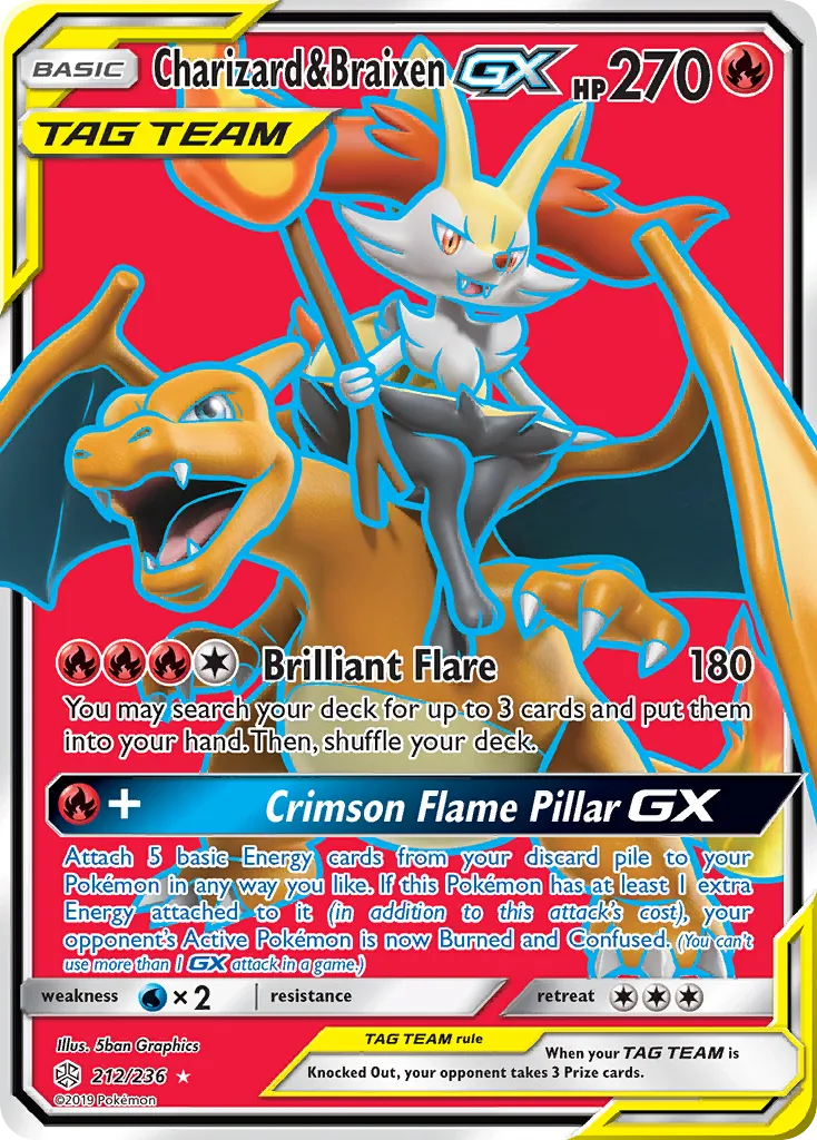 Charizard & Braixen-GX #212, Cosmic Eclipse
