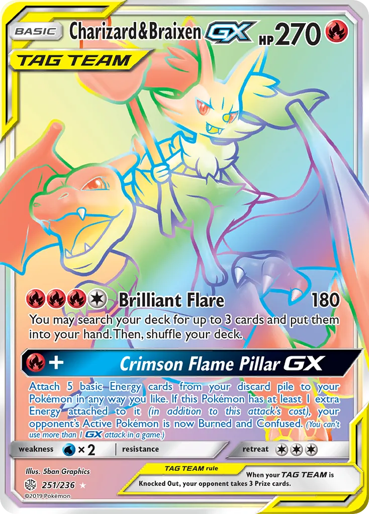 Charizard & Braixen-GX #251, Cosmic Eclipse Secret