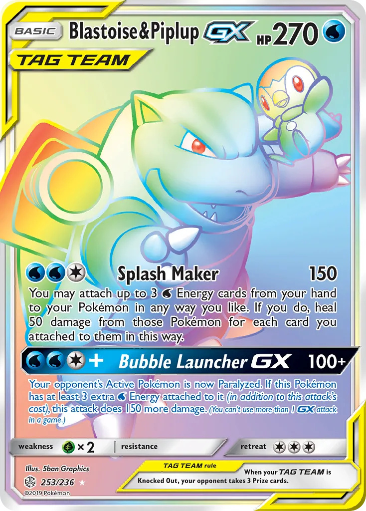 Blastoise & Piplup-GX #253, Cosmic Eclipse Secret