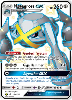 Metagross-GX #157a, 2019 Yellow A Alternate Art Hidden Fates Ultra Ball Collection