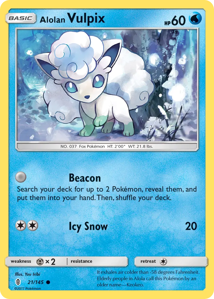 Alolan Vulpix #21, Guardians Rising Reverse Foil