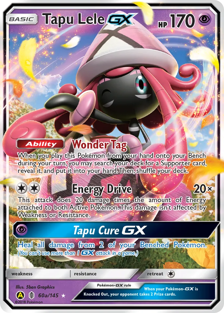 Tapu Lele-GX #60a, Guardians Rising Yellow A Alternate Art