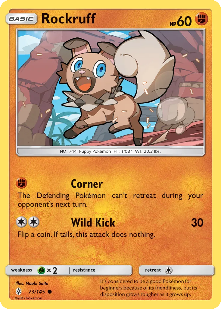 Rockruff #73, Guardians Rising Reverse Foil