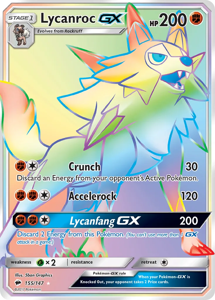 Lycanroc-GX #155, Burning Shadows Secret