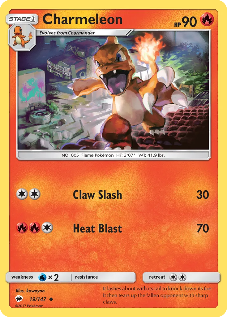 Charmeleon #19, Burning Shadows Reverse Foil