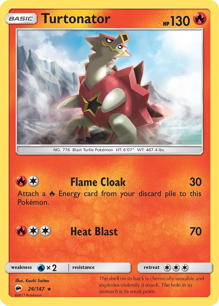Turtonator #26, Burning Shadows Reverse Foil