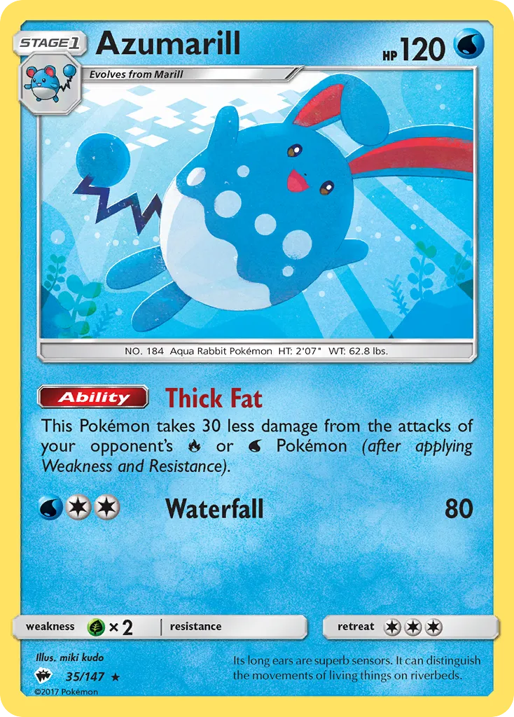 Azumarill #35, Burning Shadows Reverse Foil