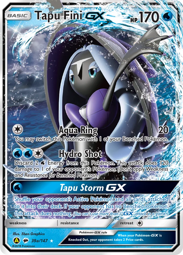Tapu Fini-GX #39a, Burning Shadows Yellow A Alternate Art