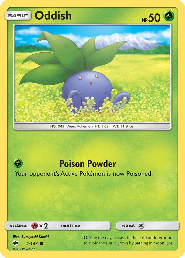 Oddish #4, Burning Shadows Reverse Foil