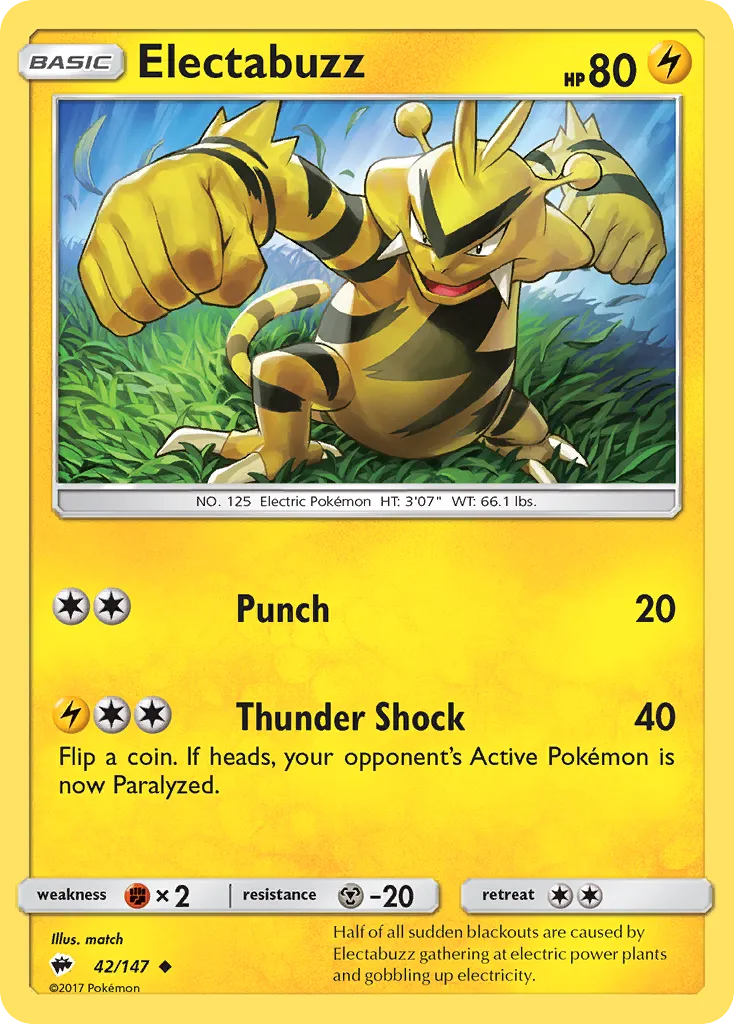 Electabuzz #42, Burning Shadows Reverse Foil