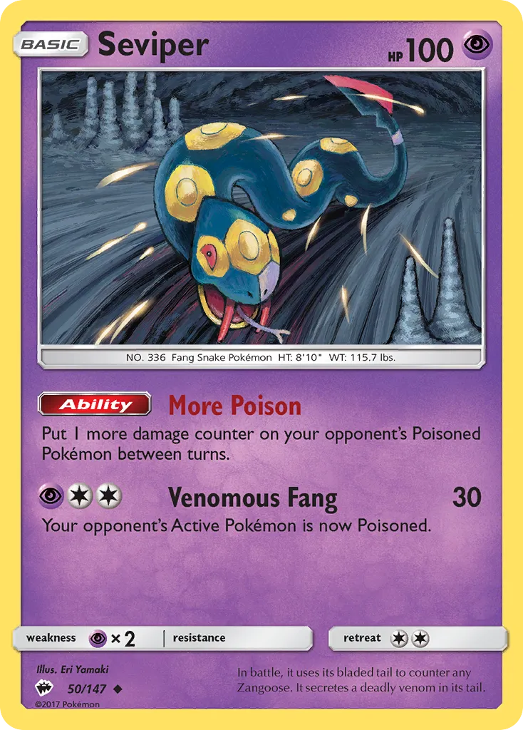 Seviper #50, Burning Shadows Reverse Foil