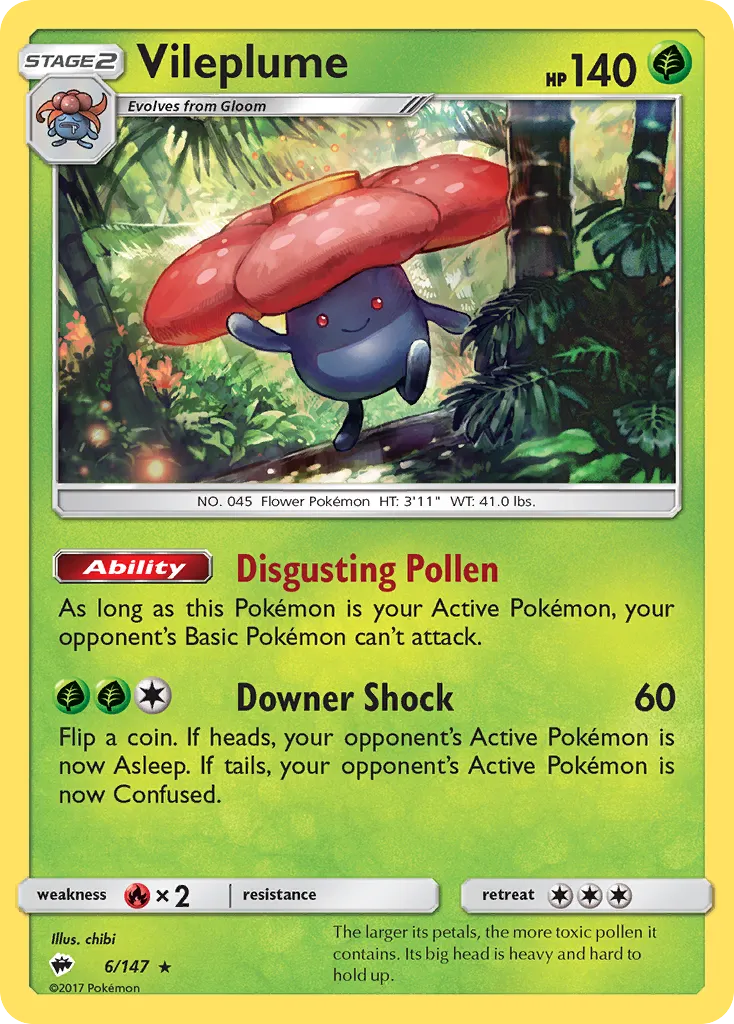 Vileplume #6, Burning Shadows Reverse Foil