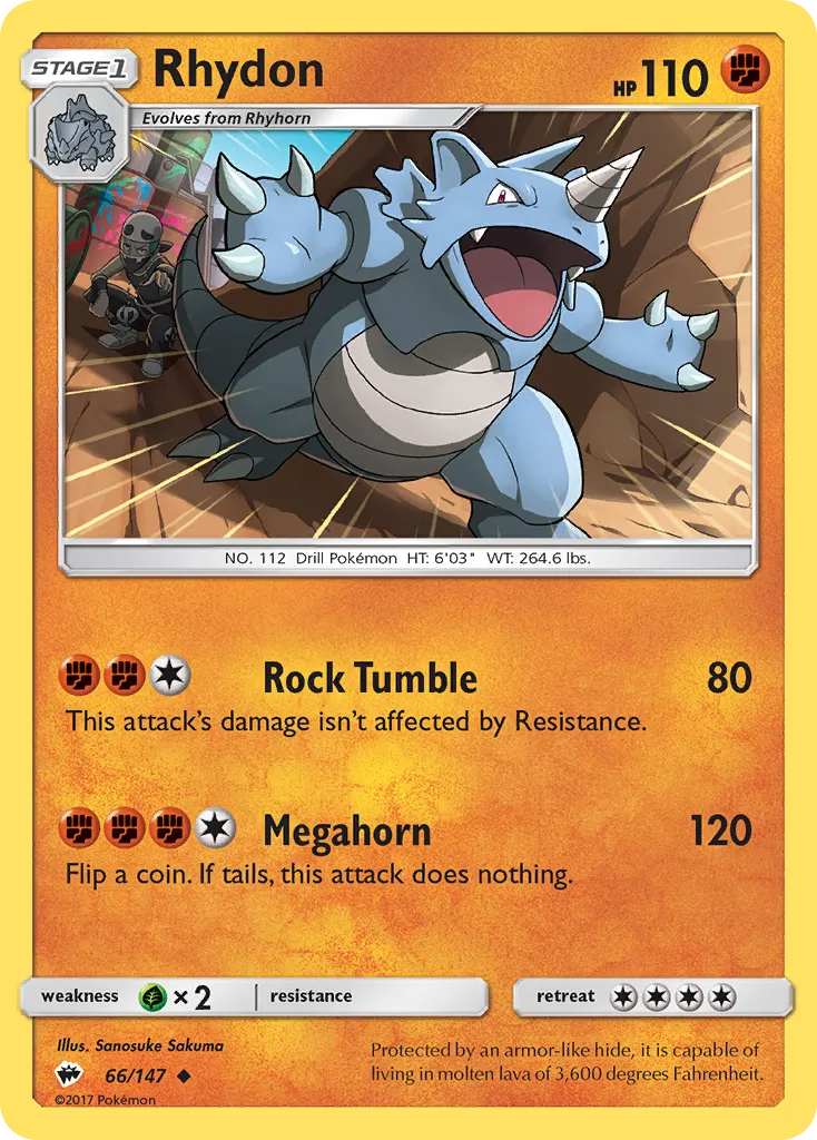 Rhydon #66, Burning Shadows Reverse Foil