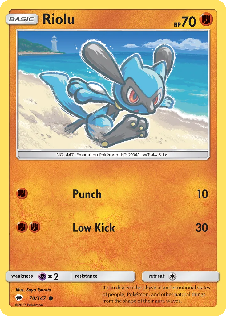 Riolu #70, Burning Shadows Reverse Foil