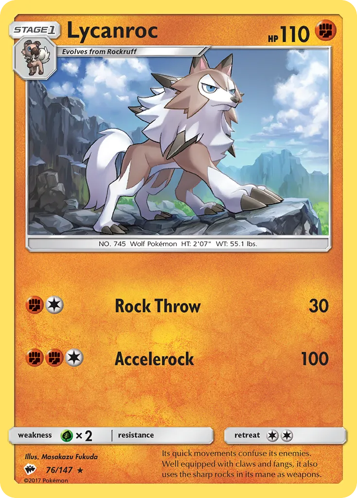 Lycanroc #76, Burning Shadows Reverse Foil