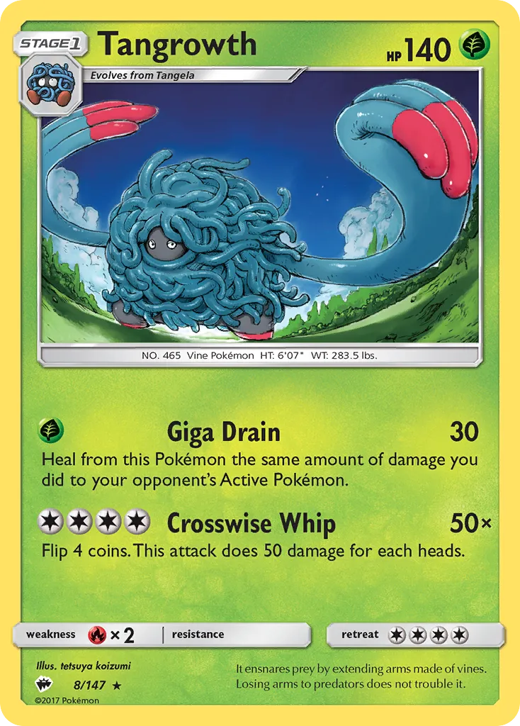 Tangrowth #8, Burning Shadows Reverse Foil
