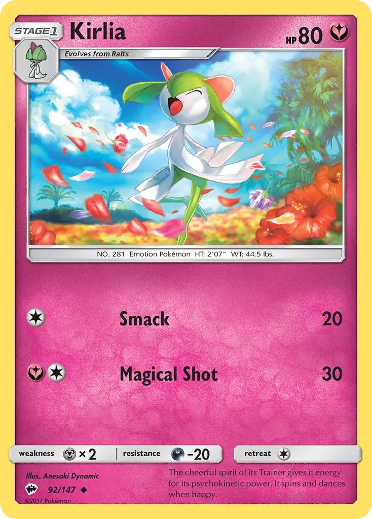 Kirlia #92, Burning Shadows Reverse Foil