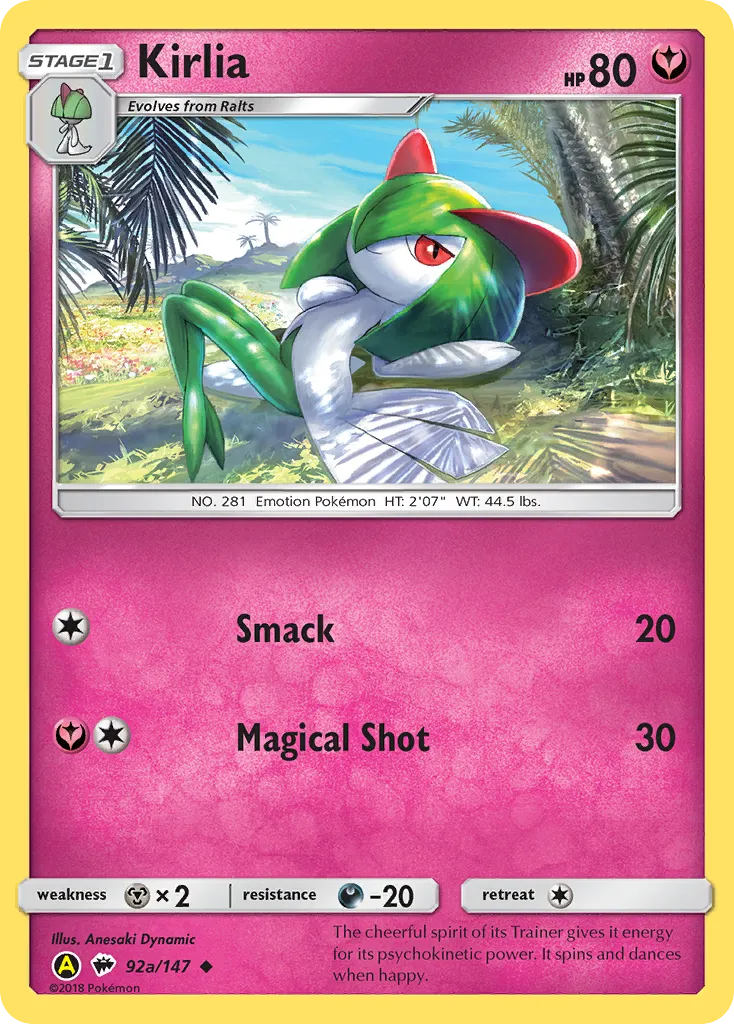 Kirlia #92a, Burning Shadows Yellow A Alternate Art