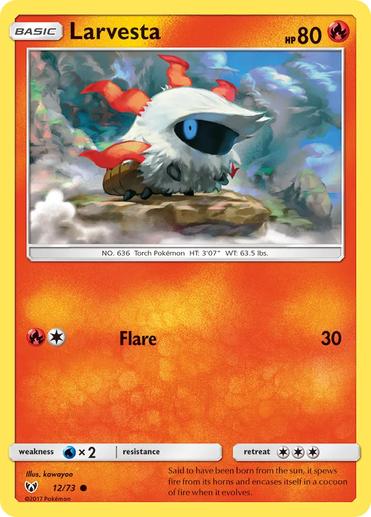 Larvesta #12, Shining Legends Reverse Foil