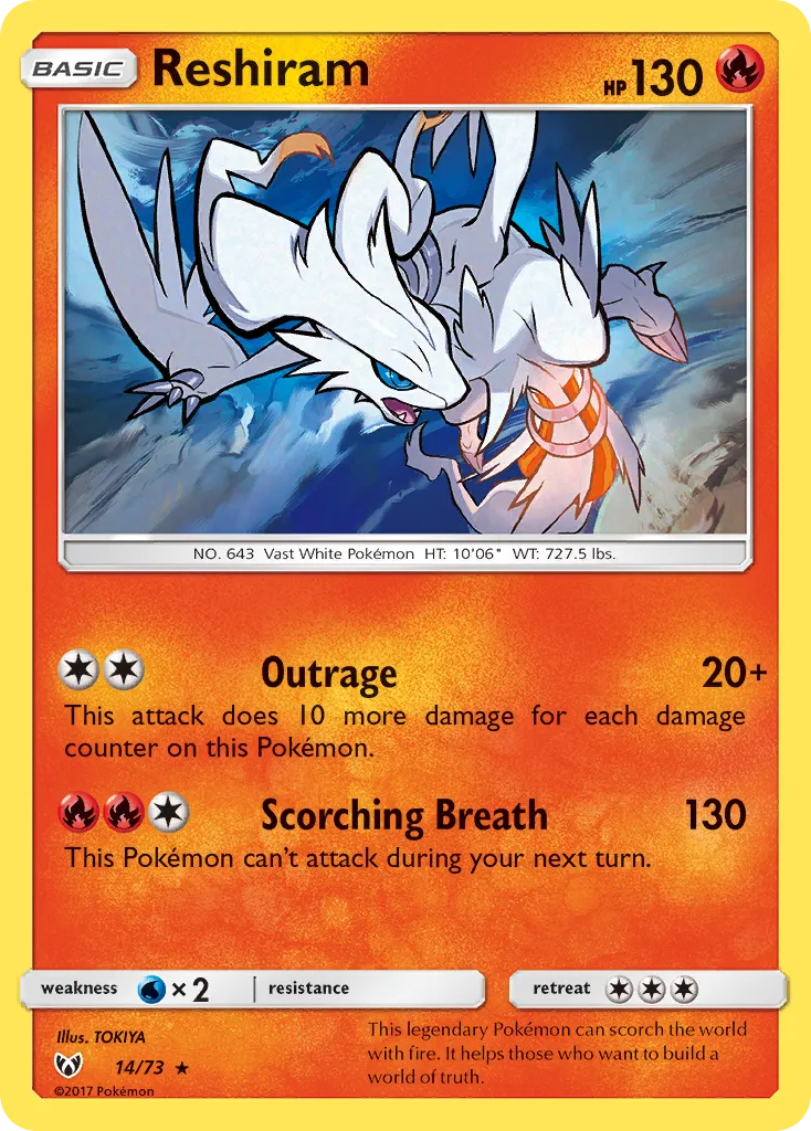 Reshiram #14, Shining Legends Reverse Foil