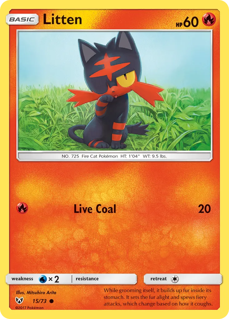 Litten #15, Shining Legends Reverse Foil