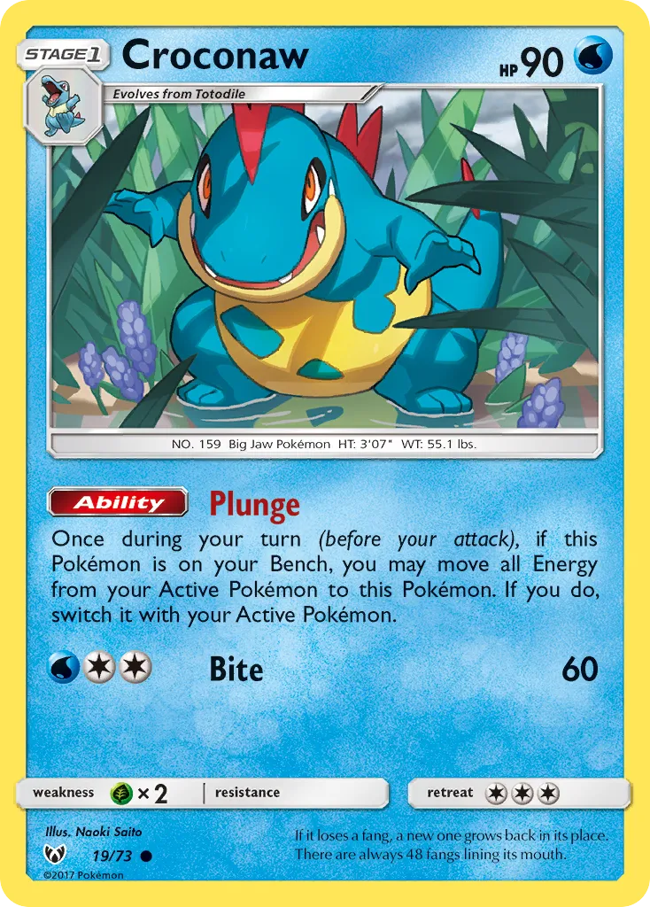 Croconaw #19, Shining Legends Reverse Foil