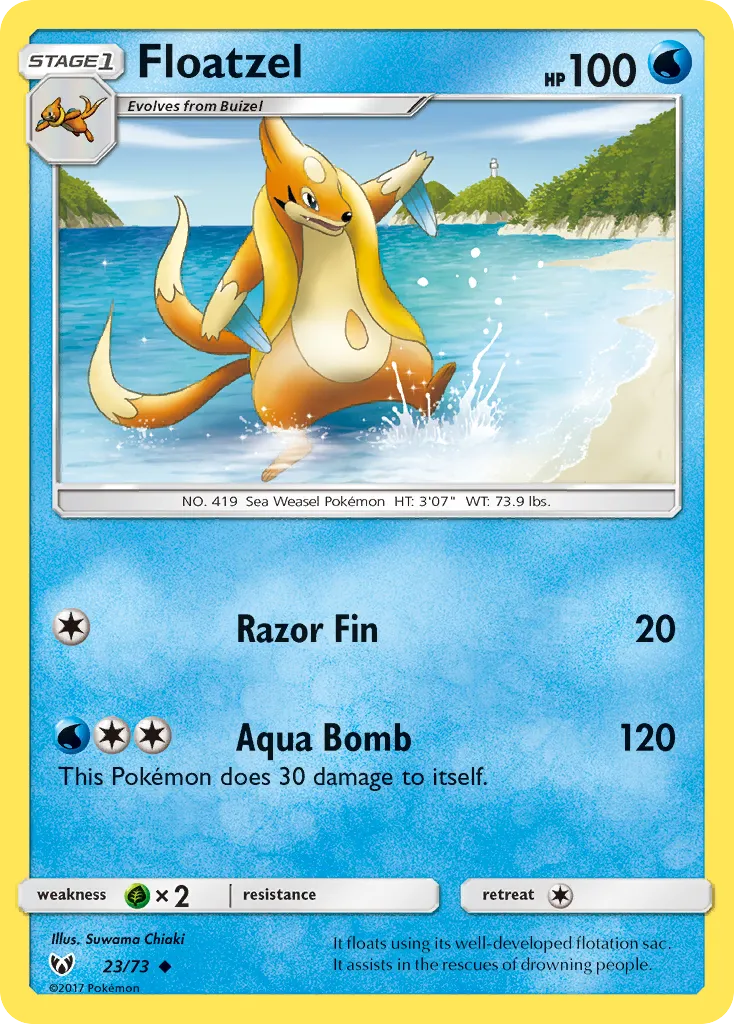 Floatzel #23, Shining Legends Reverse Foil