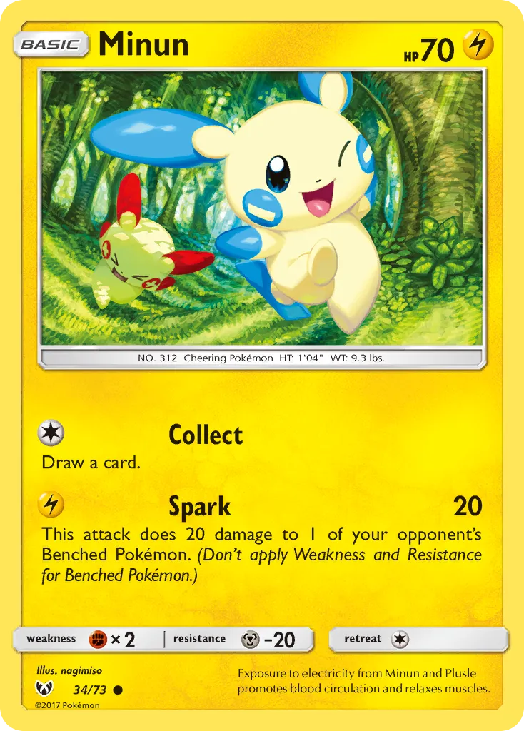 Minun #34, Shining Legends Reverse Foil