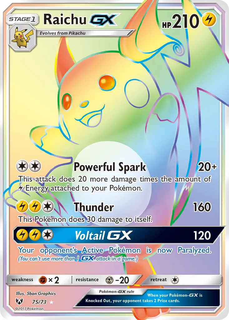 Raichu-GX #75, Shining Legends Secret