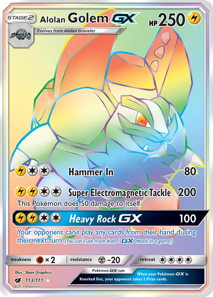 Alolan Golem-GX #113, Crimson Invasion Secret