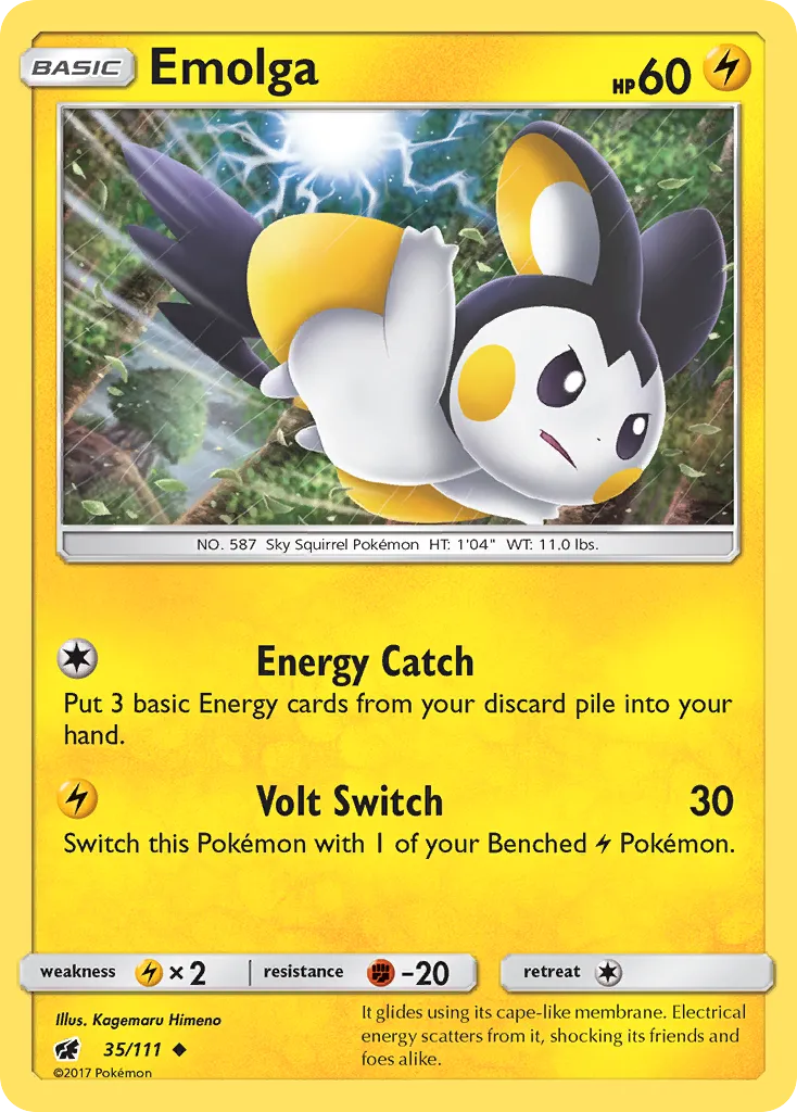 Emolga #35, Crimson Invasion Reverse Foil