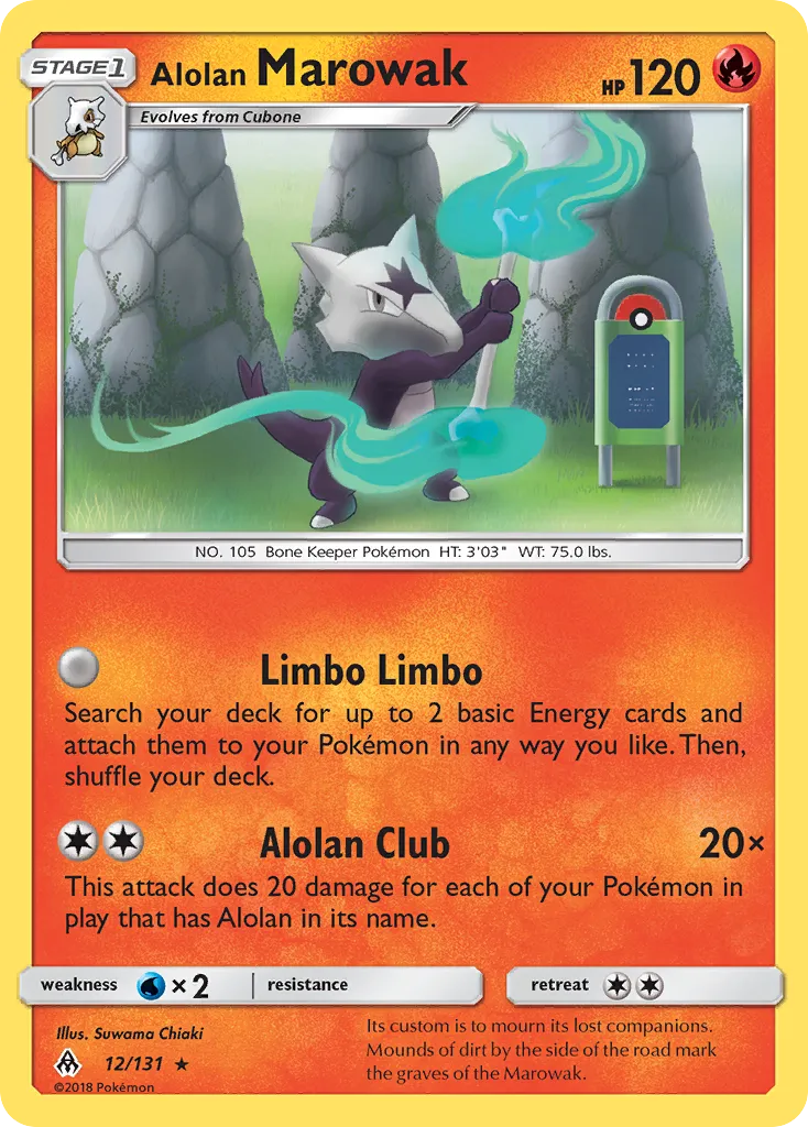 Alolan Marowak #12, Forbidden Light Reverse Foil