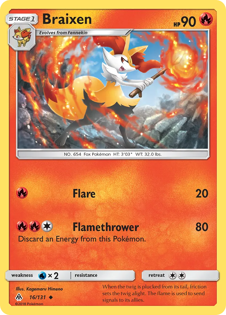 Braixen #16, Forbidden Light Reverse Foil