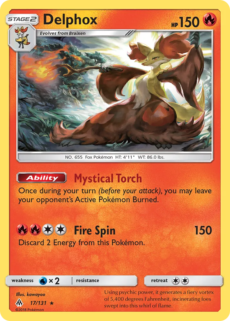 Delphox #17, Forbidden Light Reverse Foil