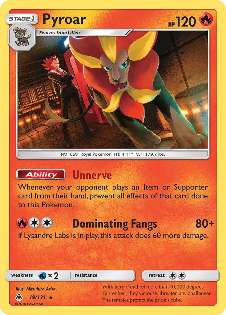 Pyroar #19, Forbidden Light Reverse Foil