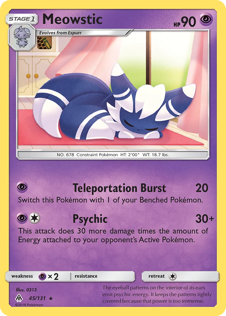 Meowstic #45, Forbidden Light Reverse Foil