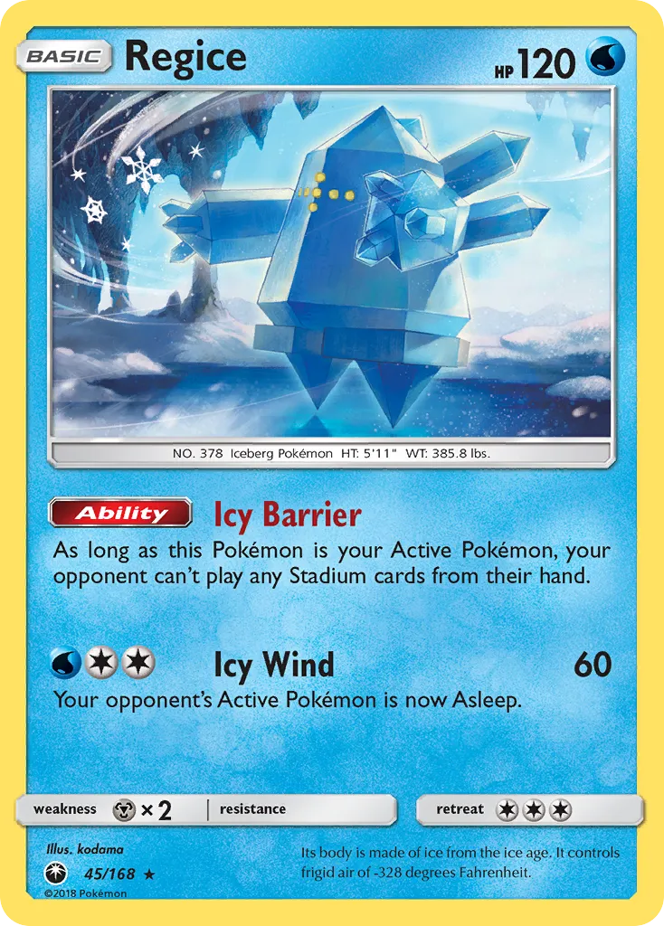 Regice #45, Celestial Storm Reverse Foil
