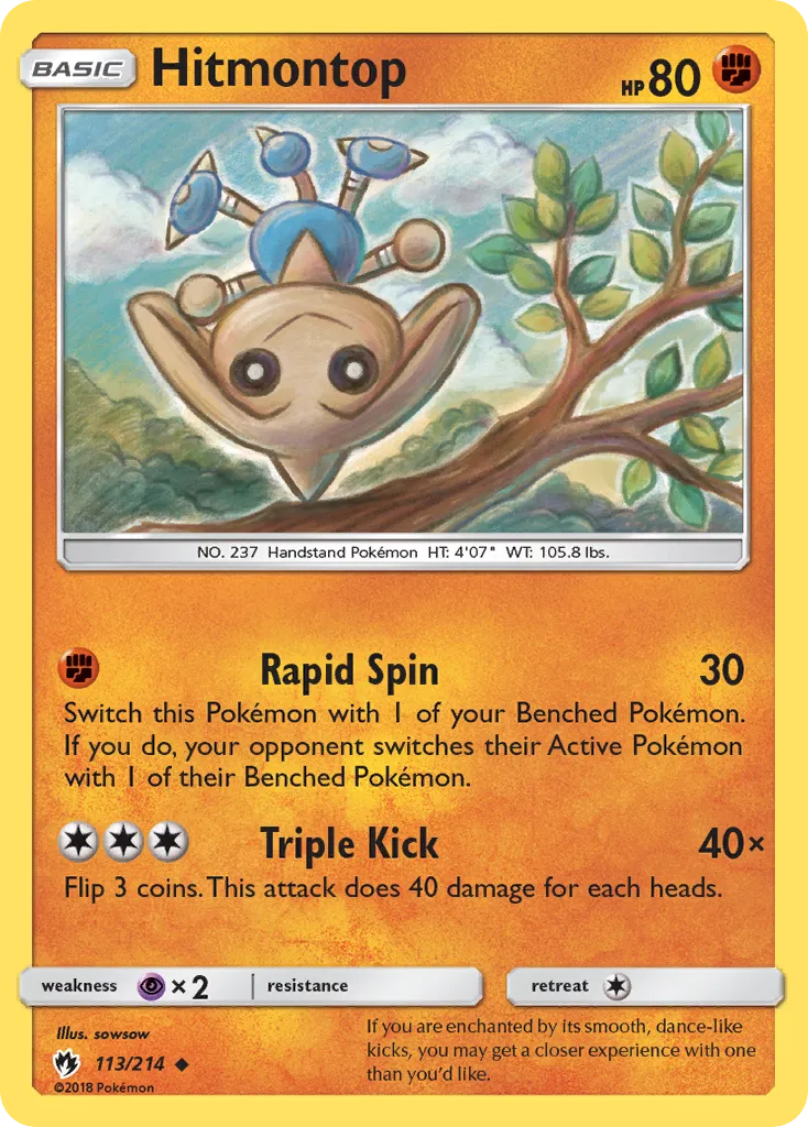 Hitmontop #113, Lost Thunder Reverse Foil