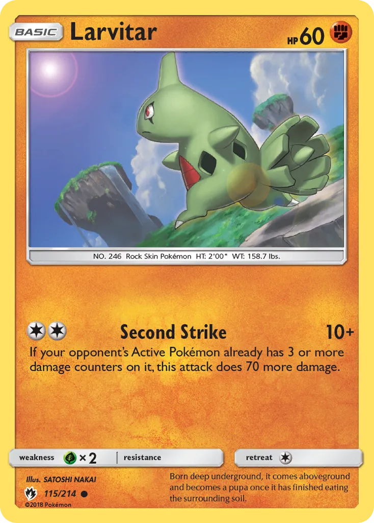 Larvitar #115, Lost Thunder Reverse Foil