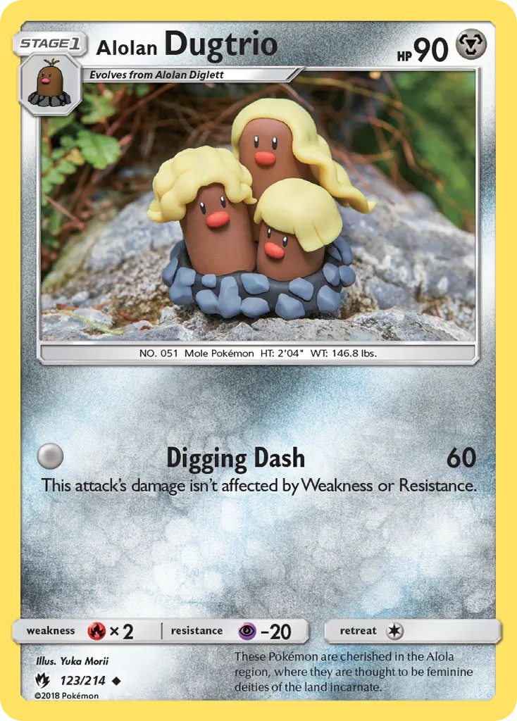 Alolan Dugtrio #123, Lost Thunder Reverse Foil
