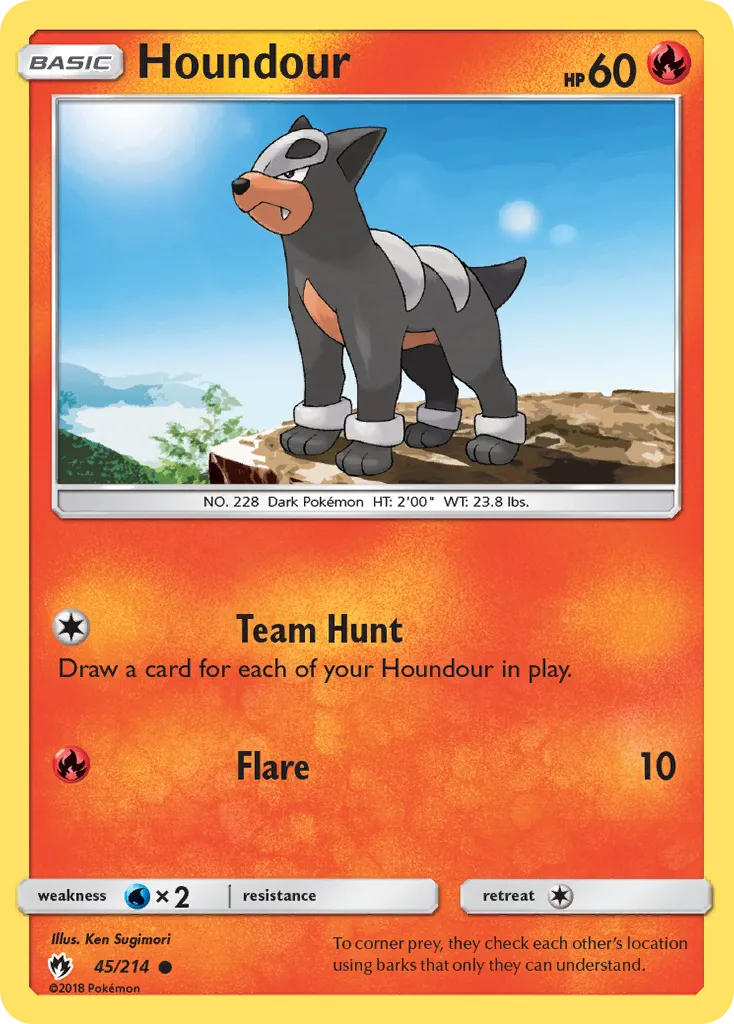 Houndour #45, Lost Thunder Reverse Foil