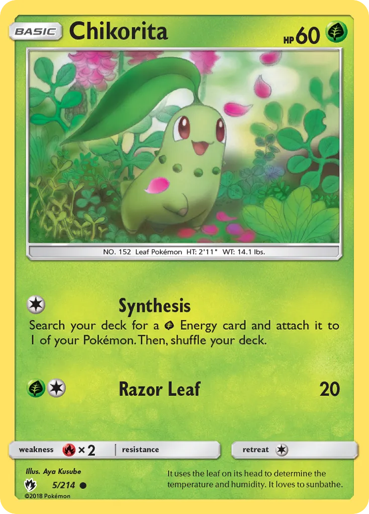 Chikorita #5, Lost Thunder Reverse Foil
