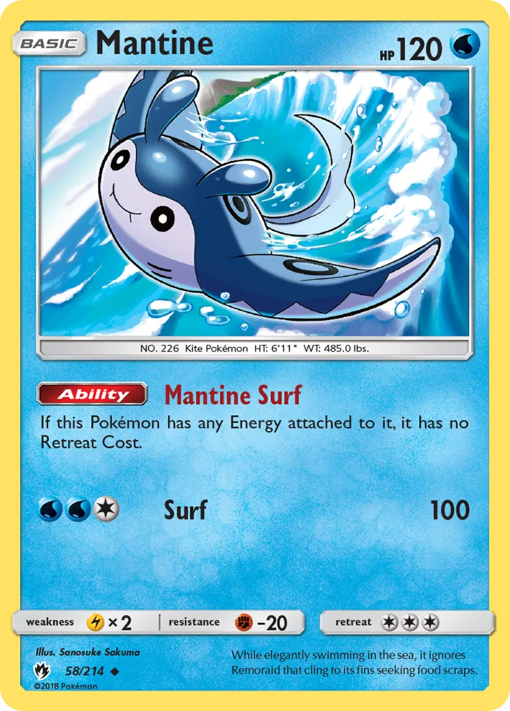 Mantine #58, Lost Thunder Reverse Foil