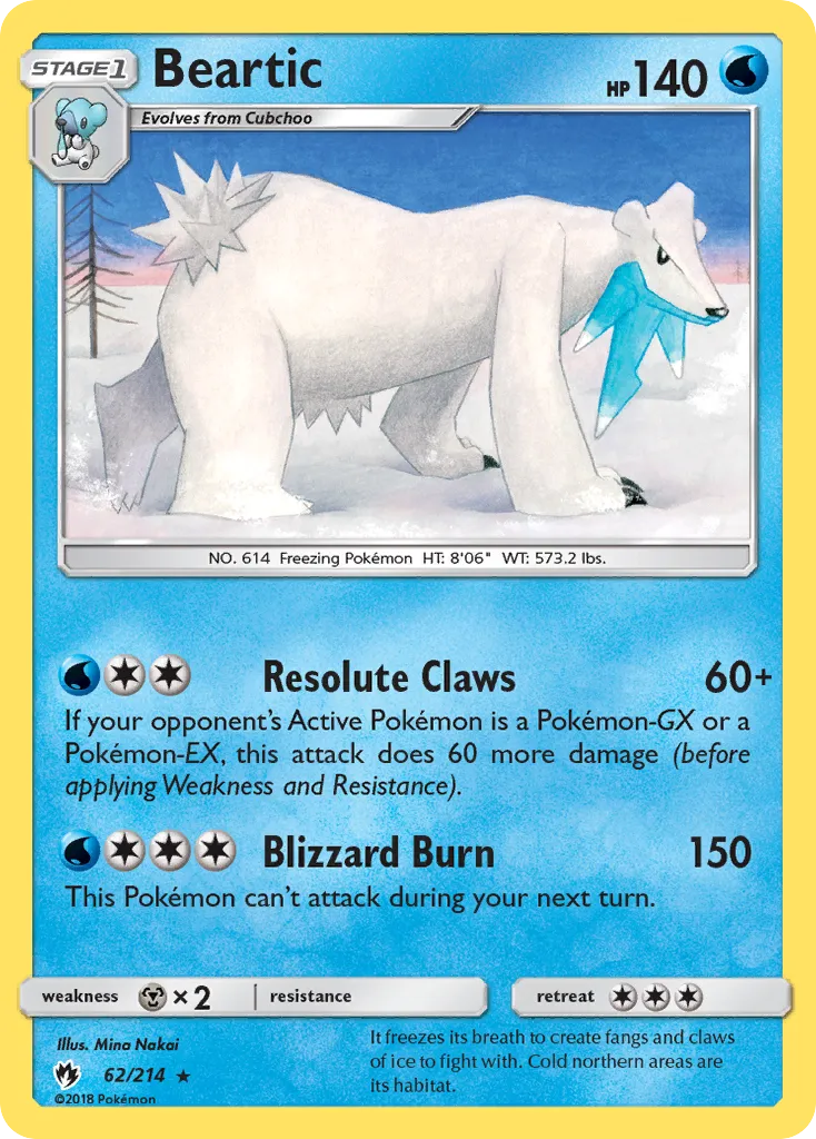 Beartic #62, Lost Thunder Reverse Foil