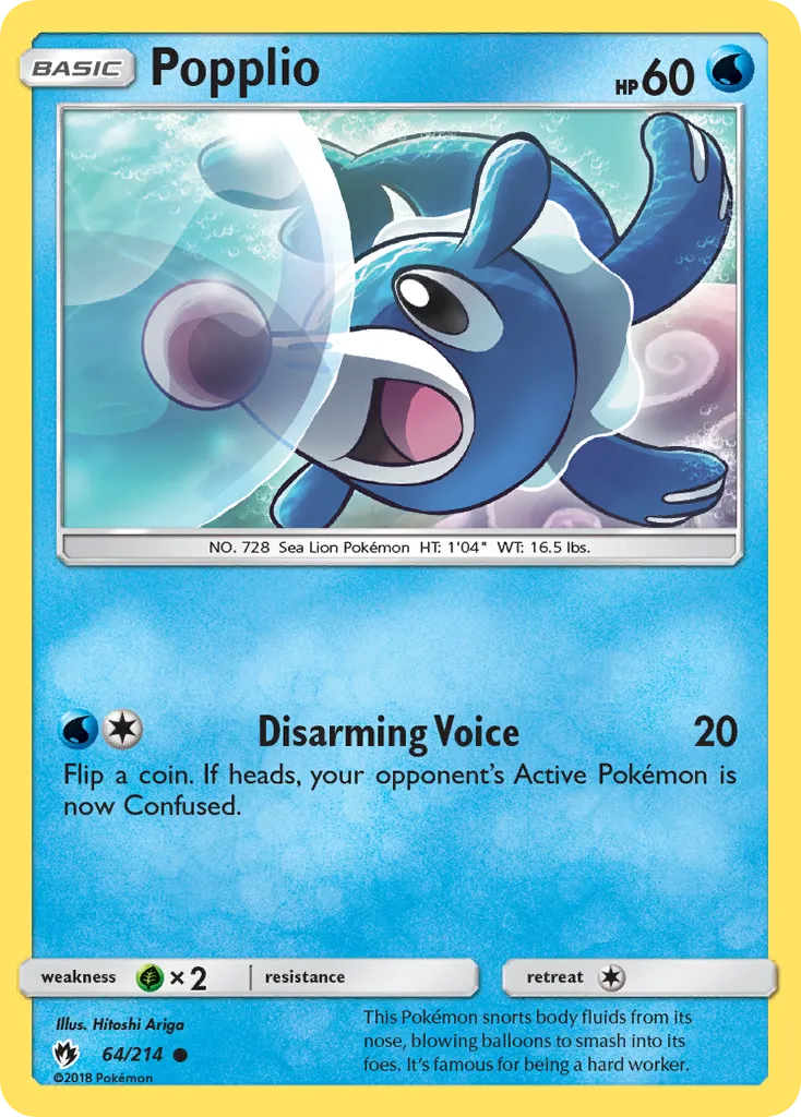 Popplio #64, Lost Thunder Reverse Foil
