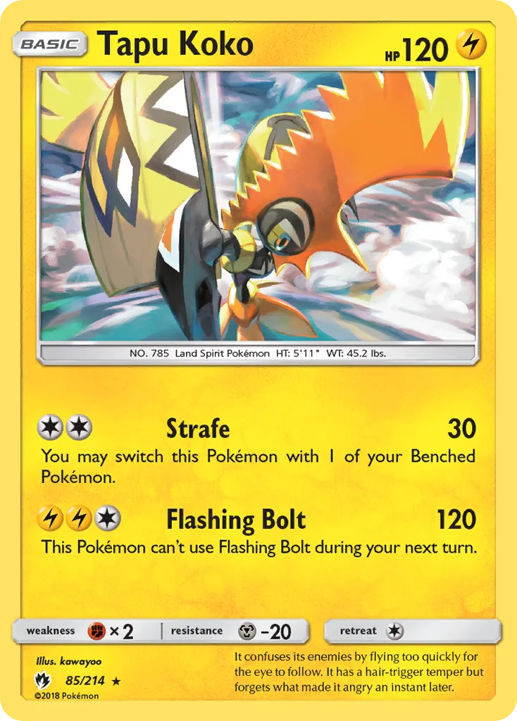 Tapu Koko #85, Lost Thunder Reverse Foil