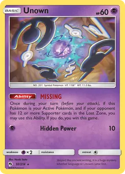 Unown #92, Lost Thunder