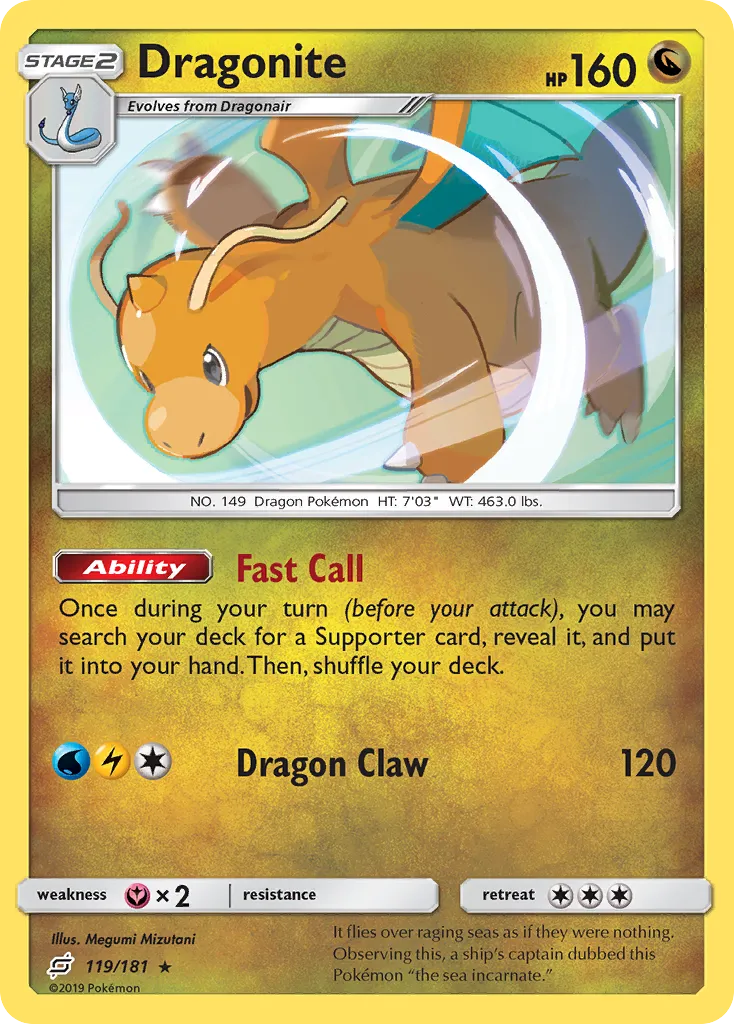 Dragonite #119, Team Up Reverse Foil