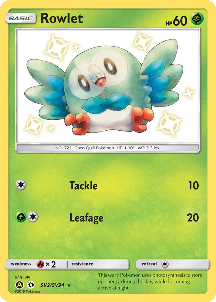 Rowlet #SV2, Hidden Fates Shiny Vault