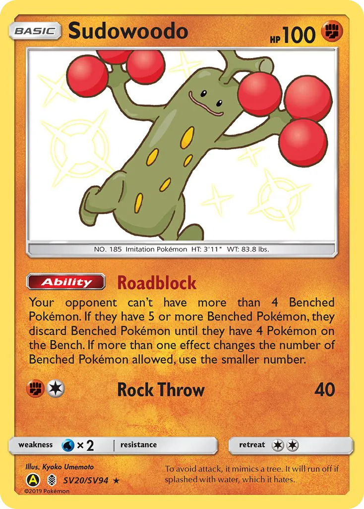 Sudowoodo #SV20, Hidden Fates Shiny Vault